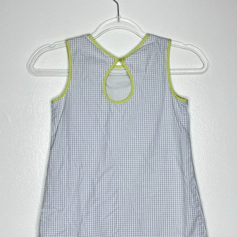 Gymboree A Bird’s Life Blue Green Gingham Embroidered Dress Vintage Girls Size 8
